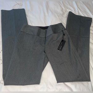 NWT Express Women's 00L Gray Editor Wide Waistband Flare Straight Pants